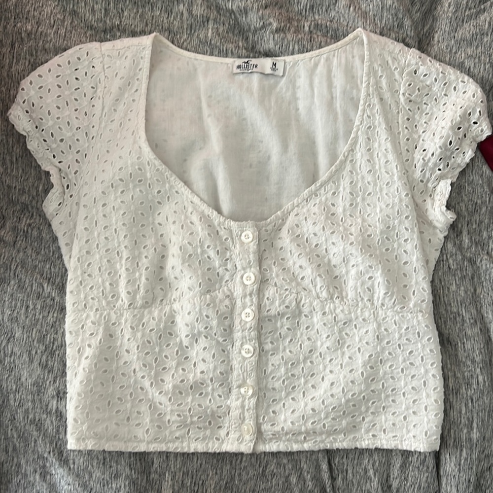 Hollister White Floral Top